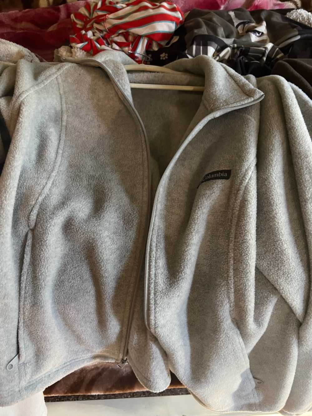 Columbia Gray Fleece Jacket with Cream Trim
